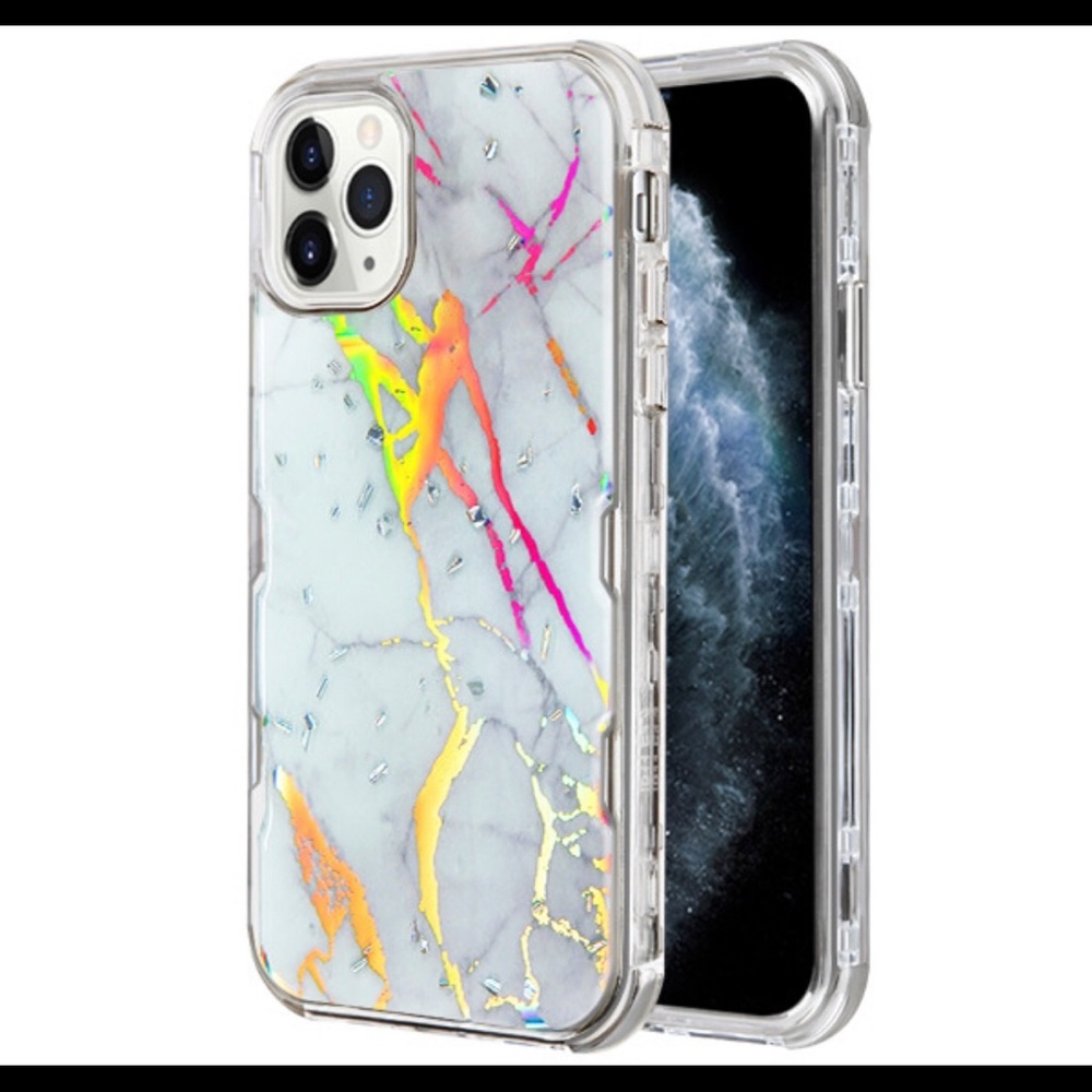iPhone 11/11 Max Marbling Silver Hybrid Case